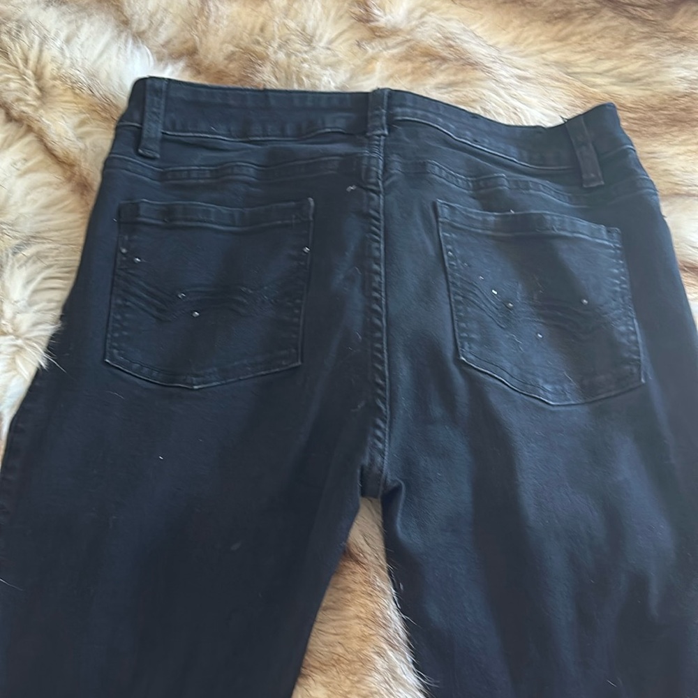 Black denim jeans.